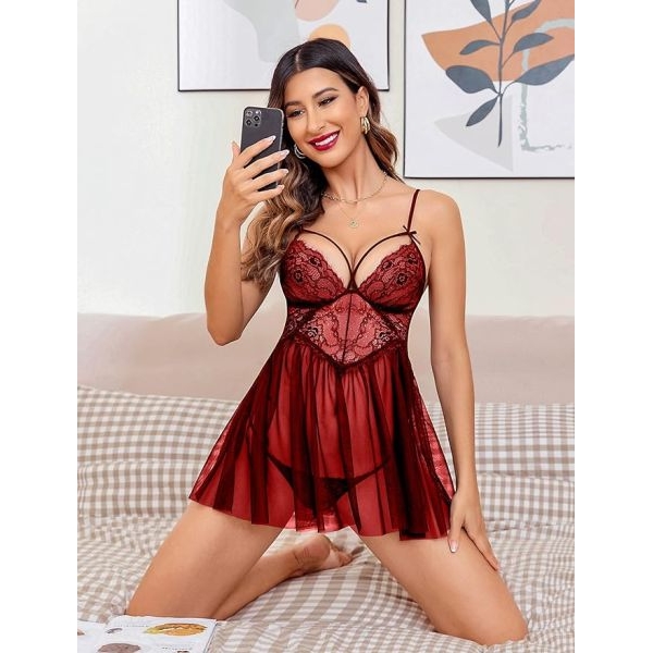 Fancyra Babydoll Stylish Nightdress Lingerie For Women Free Size - Image 4