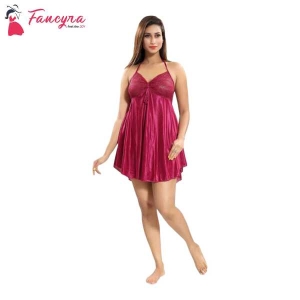 Fancyra Beautiful Bab ydoll Lingerie NIghtwear Dress Free Size Pink Color