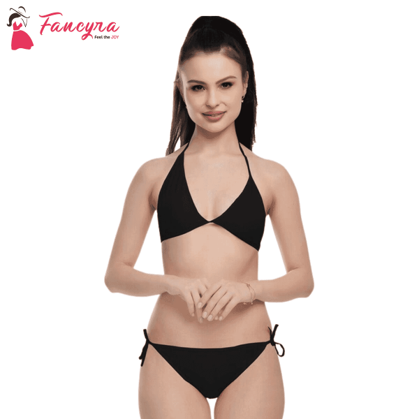 Fancyra Bikini Bra panty Lingerie Set For Women Free Size Black Color