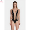 Fancyra Black Cut-Out Mesh Bodystocking Lingerie For Women