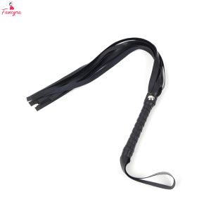 Fancyra Black Leather Flogger Whip MultiTail