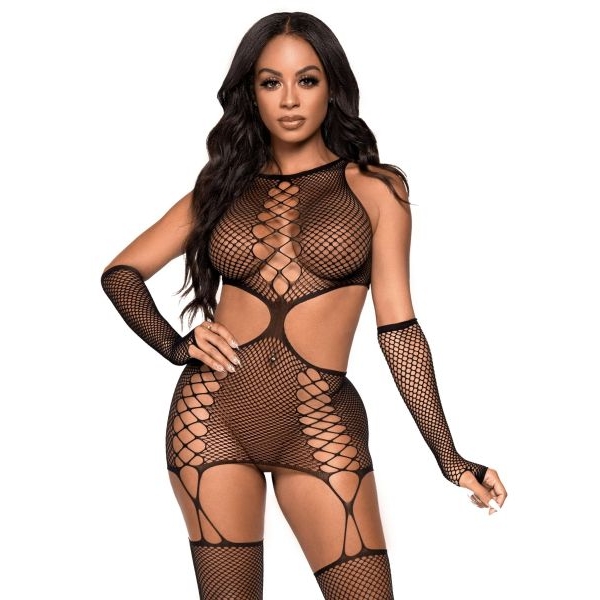 Fancyra Black Mesh Transparent Fishnet Bodystocking Lingerie For Women - Image 5