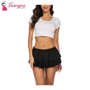 Fancyra Black Mini Skirt For Women Free Size