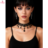 Fancyra Black Vintage Lace Geamstone Bead Pendant Neckless