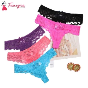 Fancyra Bow Lace Thong Panty For Women- Combo Of 6