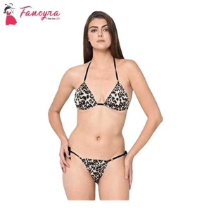 Fancyra Bra And Panty Set Animal Print Black