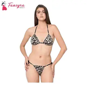 Fancyra Bra And Panty Set Animal Print Black
