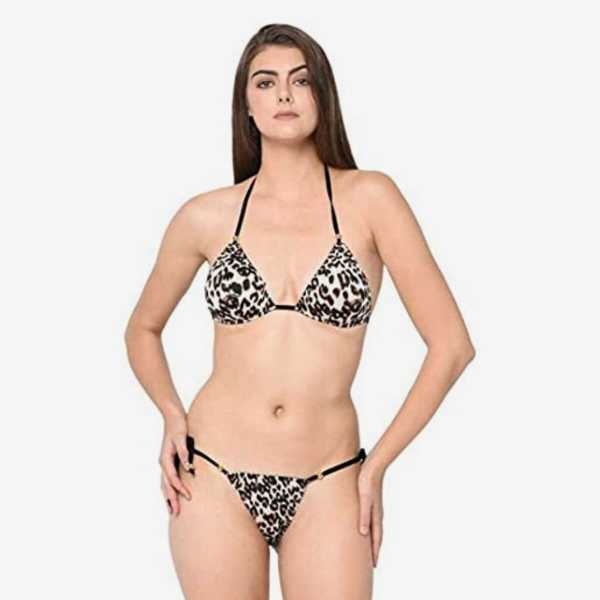 Fancyra Bra And Panty Set Animal Print Black, White Lingerie Set Free Size - Image 5