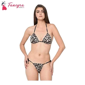 Fancyra Bra Panty Set Animal Print Black White Lingerie Set Free Size