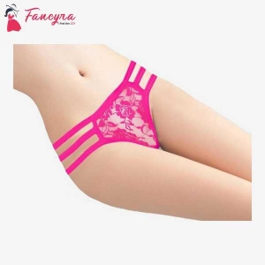 Fancyra Chic Pink Floral Lace Thong Panty Free Size Intimate Comfort