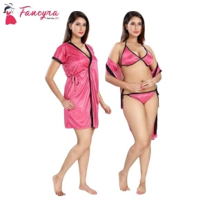 Fancyra Combo Lingerie Set With Robe And Bikini Bra Panty - Fashion Bra For Women Panties For Women Women'S Innerwear