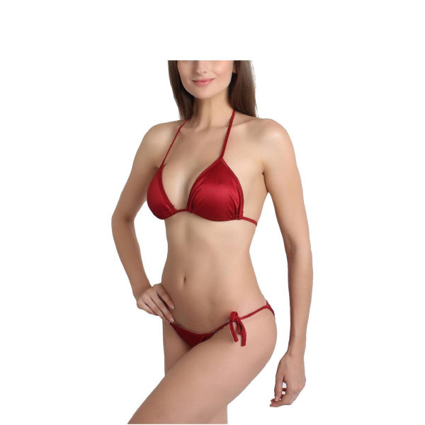 Fancyra Combo Non Padded Panty And Bra 2 Set Tiger Print And Maroon Color - Image 4