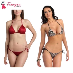 Fancyra Combo Non Padded Panty And Bra 2 Set Tiger Print And Maroon Color