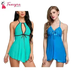 Fancyra Combo Set Of 2 Stylish Babydoll Green And Aqua Color