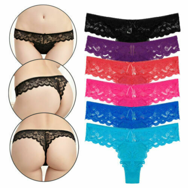 Fancyra Combo Set Of 6 Women Thinnest Fabric Bow Lace Cheeky Thongs Panty Underwear Set Free Size Multicolor - Image 4