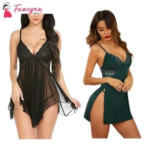 Fancyra Combo Set Of Nightwear Baby Doll Lingerie For Women For Honeymoon Free Size Black And Green Color