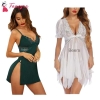 Fancyra Combo Set Of Nightwear Baby Doll Lingerie For Women For Honeymoon Free Size Green And White Color