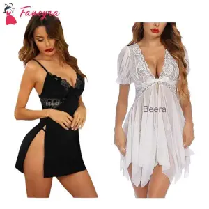 Fancyra Combo Set Of Nightwear Baby Doll Lingerie For Women Free Size Black And White Color