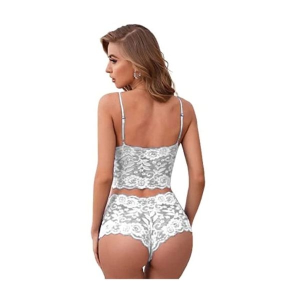 Fancyra Combo Set Of Stylish Babydoll Lingerie And Bra Panty Set Free Size Pink And White Color - Image 5