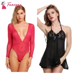 Fancyra Combo Set Of Stylish Babydoll Lingerie Free Size Pink And Black Color