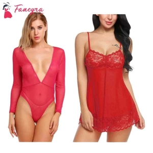 Fancyra Combo Set Of Stylish Babydoll Lingerie Free Size Pink And Red Color