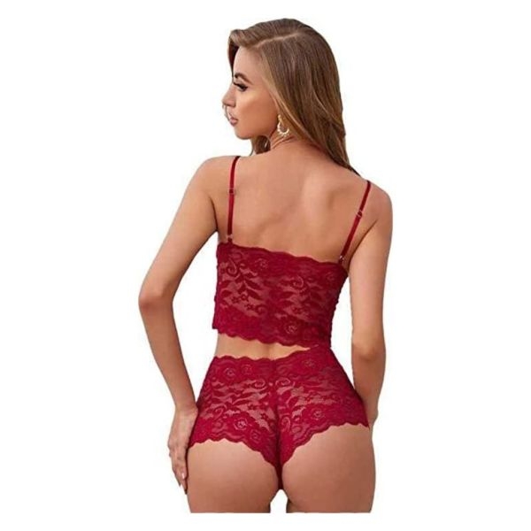 Fancyra Combo Set Of Stylish Babydoll Lingerie With G String Panty And Bra Panty Set Free Size Blue And Maroon Color - Image 5