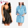 Fancyra Combo Set Of Stylish Babydoll Lingerie With G String Panty And Nightwear Free Size Black And Blue Color