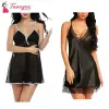 Fancyra Combo Set Of Stylish Babydoll Lingerie With G String Panty Free Size Black Color
