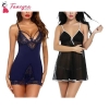 Fancyra Combo Set Of Stylish Babydoll Lingerie With G String Panty Free Size Blue And Black Color