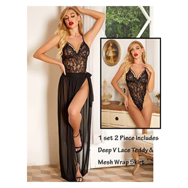 Fancyra Combo Set Of Stylish Nightwear Nightgowns Free Size Black And Pink Color - Image 4