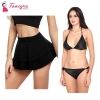 Fancyra Combo Set Of Women Pleated Mini Skirt Solid Ruffle Lingerie Skirts And Bra Panty Set Free Size Black Color
