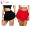 Fancyra Combo Set Of Women Pleated Mini Skirt Solid Ruffle Lingerie Skirts Free Size Black And Red Color