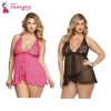 Fancyra Combo Set Of Women Polyester Nightwear Babydoll Dress With G String Panty Free Size Pink And Black Color