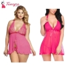 Fancyra Combo Set Of Women Polyester Nightwear Babydoll Dress With G String Panty Free Size Pink Color