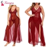Fancyra Combo Women Lingerie Lace Babydoll High Split Maxi Long Gown Nightdress With G String Panty Free Size