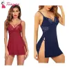 Fancyra Combo Women Lingerie Lace Chemise Nightgown Babydoll Side Slit Sleepwear Free Size