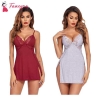 Fancyra Combo Women Lingerie Lace Chemise Nightgown Babydoll Side Slit Sleepwear Free Size