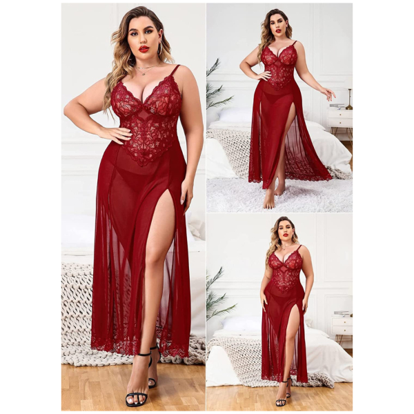 Fancyra Combo Women Nightdress Maxi Lingerie Lace Babydoll Sleepwear For Honeymoon First Night Bridal Nightdress - Image 3