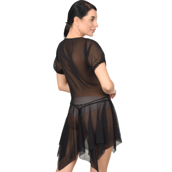 Fancyra Combo Women Sleepwear Chemise Nightgown Full Lace Sling Dress Babydoll Lingerie With G-String Panty Free Size Red And Black Color - Image 5
