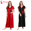 Fancyra Combo Women'S Satin Solid Maxi Nighty For Nightwear With Robe Free Size