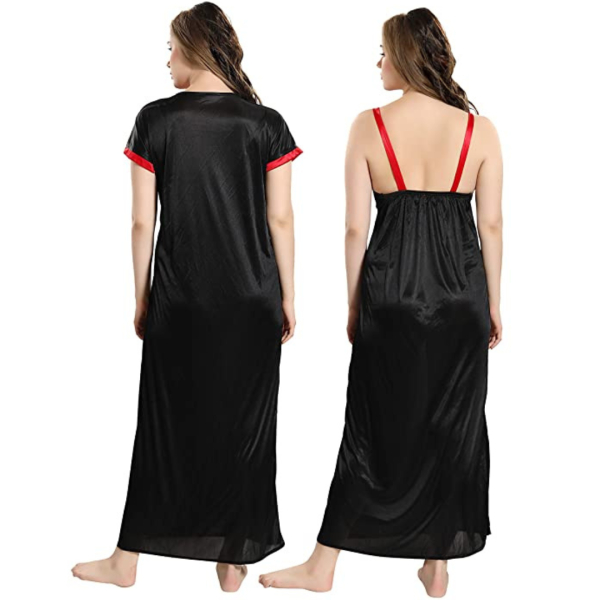Fancyra Combo Women'S Satin Solid Maxi Nighty For Nightwear With Robe Free Size - Image 4