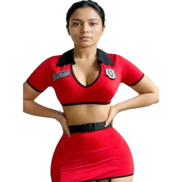 Fancyra Costume Roleplay Crop Top and Mini Skirt Nightwear Lingerie Set for Women - Image 3
