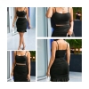 Fancyra Elegant Black Bodycon Two-Piece Set with Ruffled Skirt and Crop Top for Club Party Wear