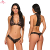 Fancyra Elegant Black Lace Halter Bralette Lingerie Set for Women