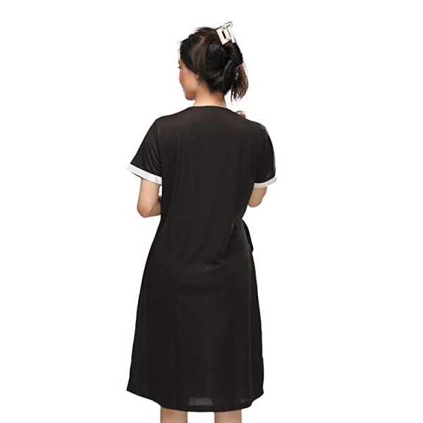 Fancyra Elegant Black Satin Nightwear Set with Robe and Bikini Bra Panty - Sleepwear - Image 5