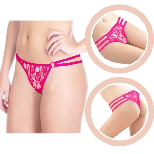 Fancyra Elegant Floral Lace Thong Panty in Pink - Free Size Intimate Comfort - Image 5