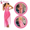 Fancyra Elegant Lace Bodysuit with Mesh Skirt Free Size Pink Lingerie