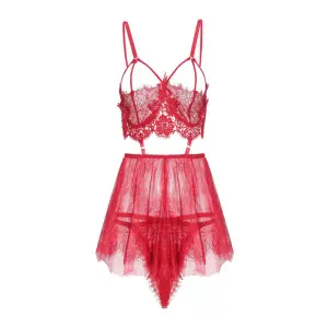 Fancyra Elegant Lace Chemise with Mesh Overlay