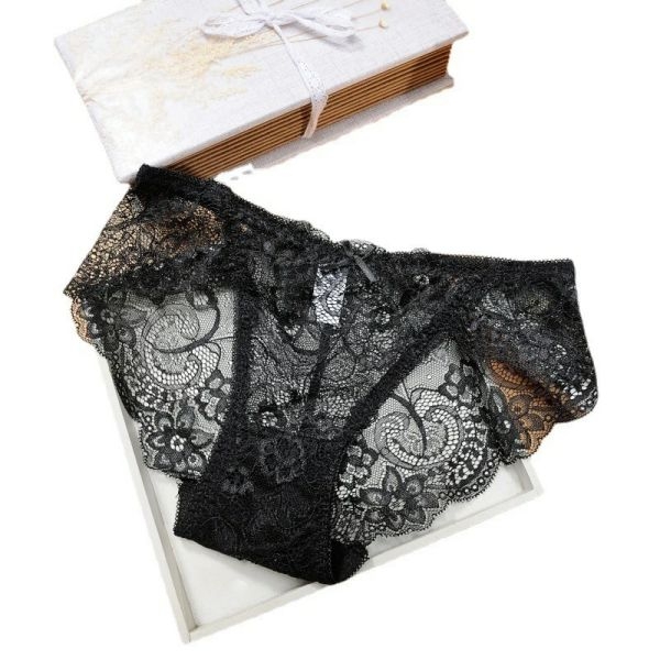 Fancyra Elegant Lace Thong Panties in Black for Women - Comfort Fit Full Coverage - Image 5