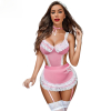 Fancyra Elegant Lace-Trimmed Satin Babydoll Lingerie Set in Pink - Comfort Fit Nightdress